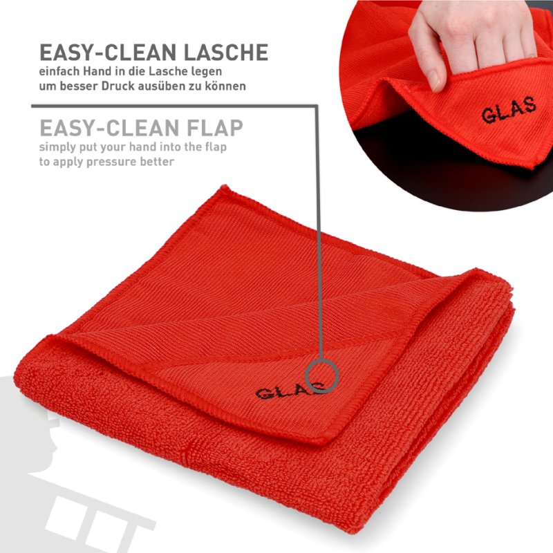 NIGRIN Performance chiffon microfibre pour verre, rouge, 400×400 mm, sans traces